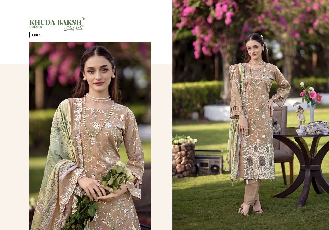 DASTAAN-E-JASHAN VOL 3 By KHUDHA BAKSH 1001 To 1008 Series Pakistani Suits casual Wear PURE LAWN Readymade Stitched Dresses At Wholesale